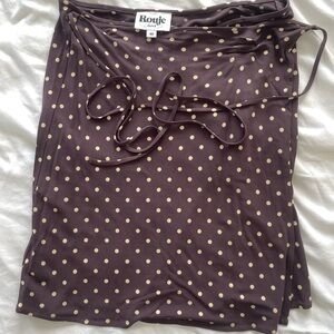 Rouje Brown Polka Dot wrap Skirt